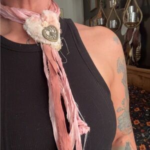 Pink Heart Pendant Scarf